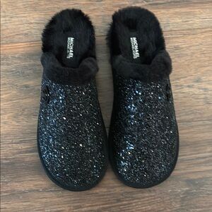 Michael Kors Black Glitter Slippers